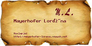 Mayerhofer Loréna névjegykártya